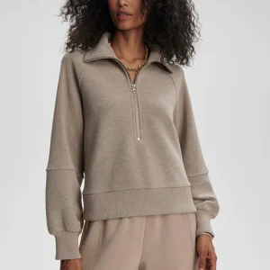 MILANO HALF ZIP SWEAT - TAUPE MARL