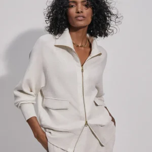 ROXBURY ZIP THROUGH - IVORY MARL