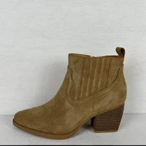 Real leather cowboylaarsje met leuk design taupe