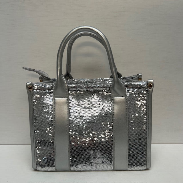 Glitter tote bag klein zilver - Afbeelding 3