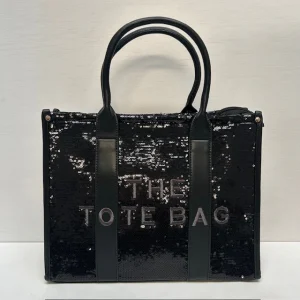 Glitter tote bag groot zwart
