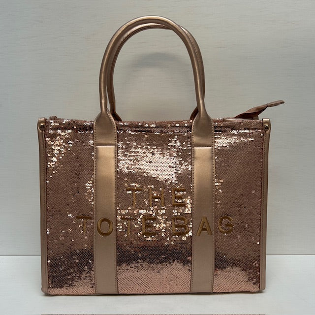 Glitter tote bag groot rose goud