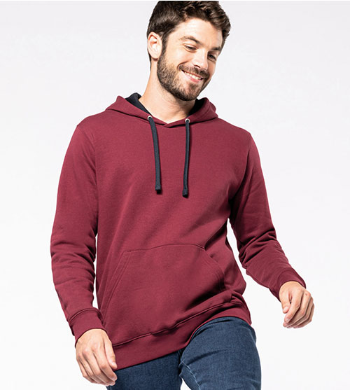 Kariban Sweater gecontrasteerde capuchon heren hoodie - Afbeelding 2