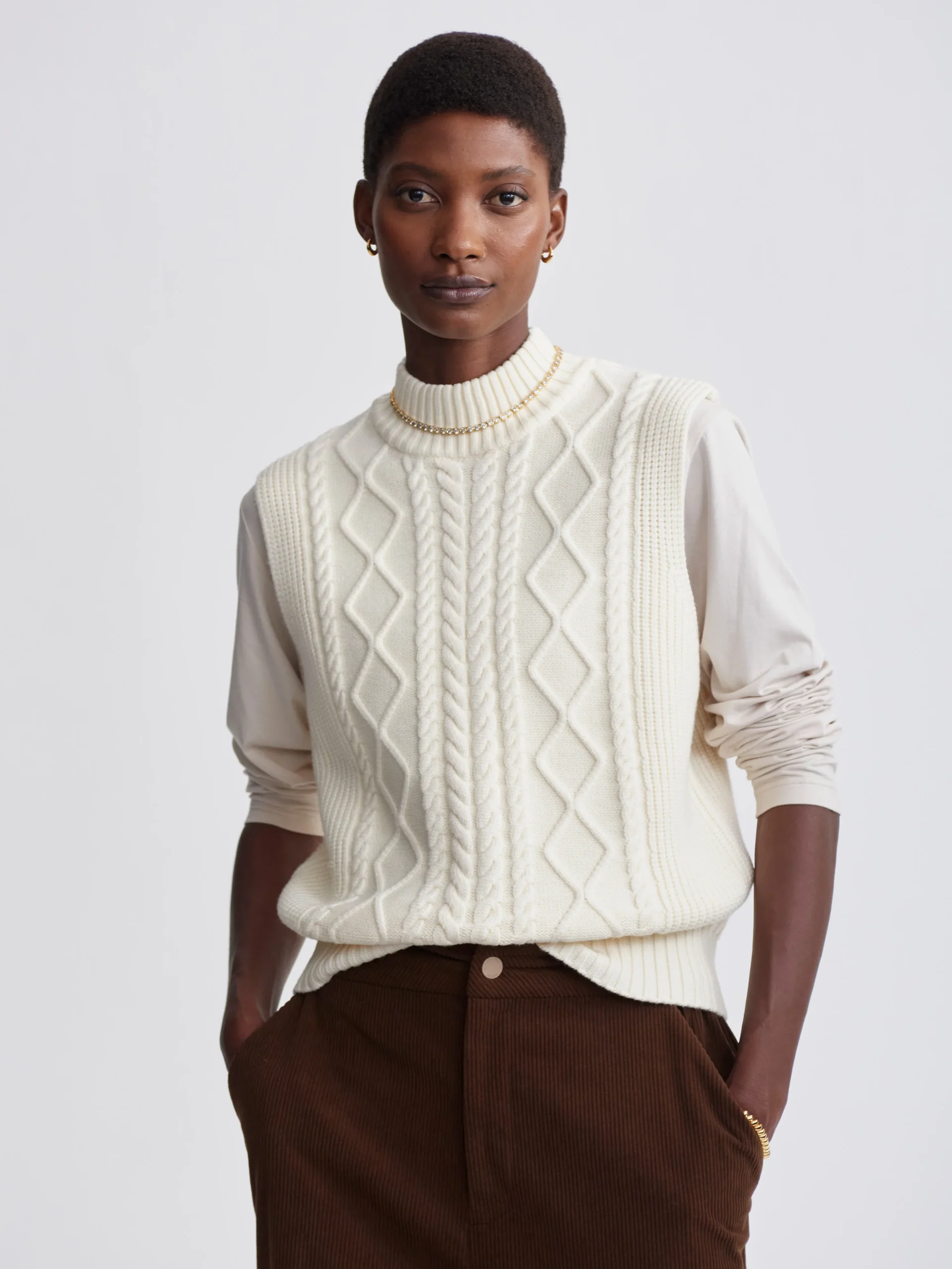 JOILETTE ROLL NECK VEST - EGRET - Afbeelding 2