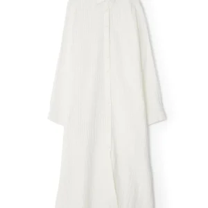 BERRY LONG SEERSUCKER DRESS - EGRET